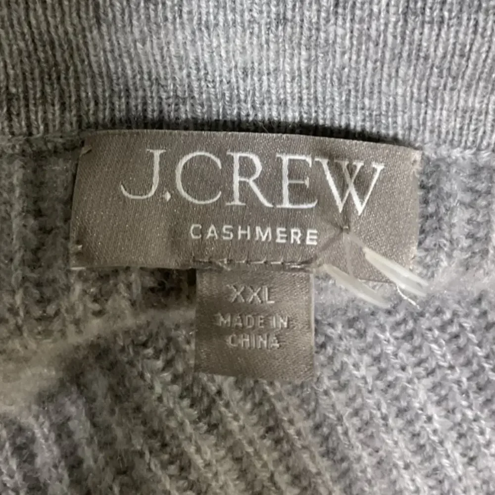 J.Crew Ribbed Heather Grey Wide Collar Half Zip Sweater Size XXL